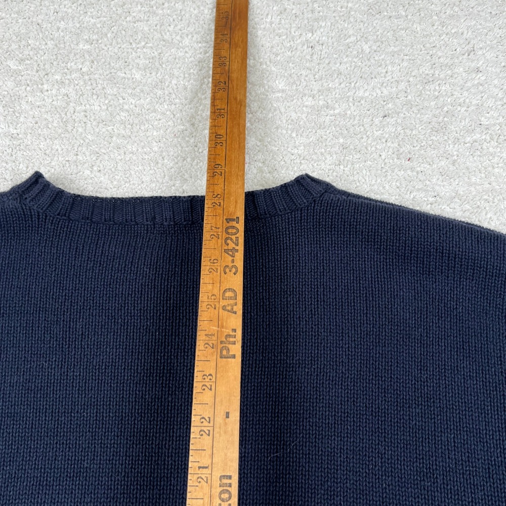 Nautica Mens‎ XL Navy Blue Cotton Knit Sweater American Flag Sail Graphic VTG - Picture 9 of 10